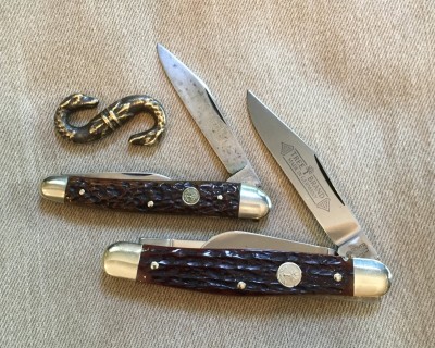 Boker #8573BR Stockman &amp; Boker #280 Whittler, both with carbon &amp; bone