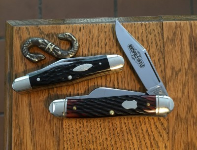 '17 Northfield (GEC) #661317 Calf Roper Medium Stockman with 1095 &amp; bone &amp; '78 Case #6308 Small Split-back Whittler with CV &amp; bone