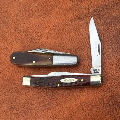 '71 Case #6332 Medium Stockman with CV &amp; bone &amp; Cattaraugus #2159 Barlow with carbon &amp; bone