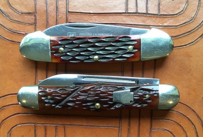 Henckels #HK-12-9 Canoe with SS &amp; bone &amp; 2008 Schatt &amp; Morgan (Queen) #042276 Swell Center Jack with 420HC &amp; bone