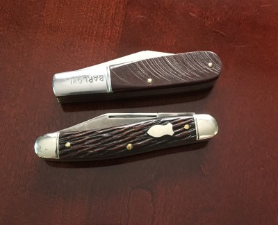 Camillus #51 Barlow with carbon &amp; Delrin &amp;<br /> Schrade-Walden #890 Stockman with carbon &amp; the real thing