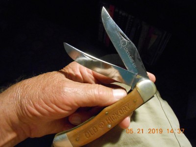 Ontario Knife 611, unsharpened but a few stains that Mothers will take care of.