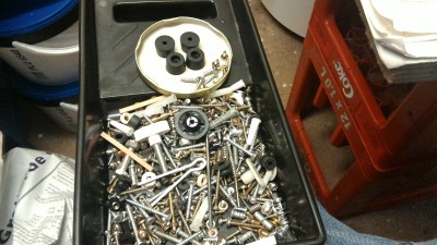 Screws, nuts &amp; bolts from broken household appliances. <br />Looking for these rubber feet off an old DVD Player.
