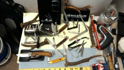 2 - Böker's, 1 - Hoffritz, 1 - W. Busch Söhne, Solingen, 1 - Roper, <br />1 - beautiful CASE that I'll become on Fathersday,