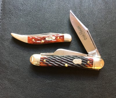 2017 Northfield (GEC) #661317 Calf Roper medium stockman with 1095 &amp; bone &amp; 2015 Case #610096CV Small Texas Toothpick with CV &amp; bone