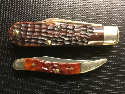 1940-64 Case #6216 1/2 Barehead Jack &amp; 2015 Case #610096CV Small Texas Toothpick, both with CV &amp; bone