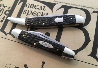 1987 Winchester Toothpick with carbon &amp; bone &amp; 1974 Case #62055 Small Cigar Jack with CV &amp; bone