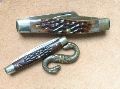 1986 Case #63032 Medium Stockman &amp; 1974 Case Small Premium Pen, both with CV &amp; bone
