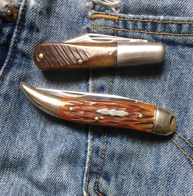 Cattaraugus #2159 Barlow with carbon &amp; bone &amp; 2019 Northfield UN-X-LD (GEC) #128119 Toothpick with 1095 &amp; bone