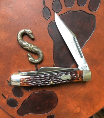 1973-75 Schrade-Walden #880 Kon-Kav Premium Stockman with carbon &amp; Delrin