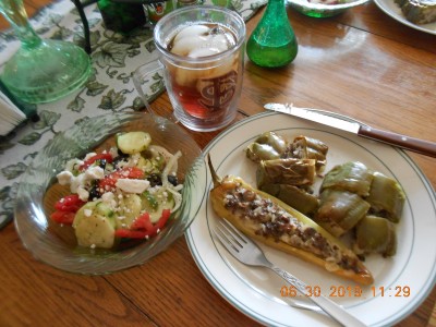 Finished product, today's dinner both Bell and Banana peppers.
