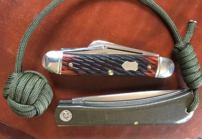 2017 Northfield UN-X-LD #661317 Calf Roper Medium Stockman with 1095 &amp; bone &amp; 2018 Farm &amp; Field #715118 Bull Nose Clasp Jack with 1095 &amp; Micarta