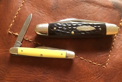 1974 Case #62055 Small Cigar Jack with CV &amp; bone &amp; 1973 Case #3201 Equal End Pen with CV &amp; Delrin, I think