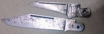 This is what was left of the old blade compared to the unstamped Schrade Cut Co. blade