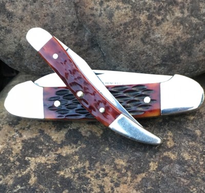 Henckels #HK-12-9 Canoe with SS &amp; bone (bone courtesy of muskrat man) &amp; 2015 Case #610096CV Small Texas Toothpick with CV &amp; bone