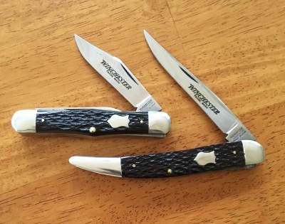 1990 Winchester #3902 Whittler &amp; 1987 Winchester #W15 1924 Toothpick, both with carbon &amp; bone