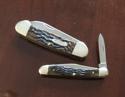 1994 Case #62131 Canoe &amp; 1983 Case #62109X Mini Copperhead, both with CV &amp; bone