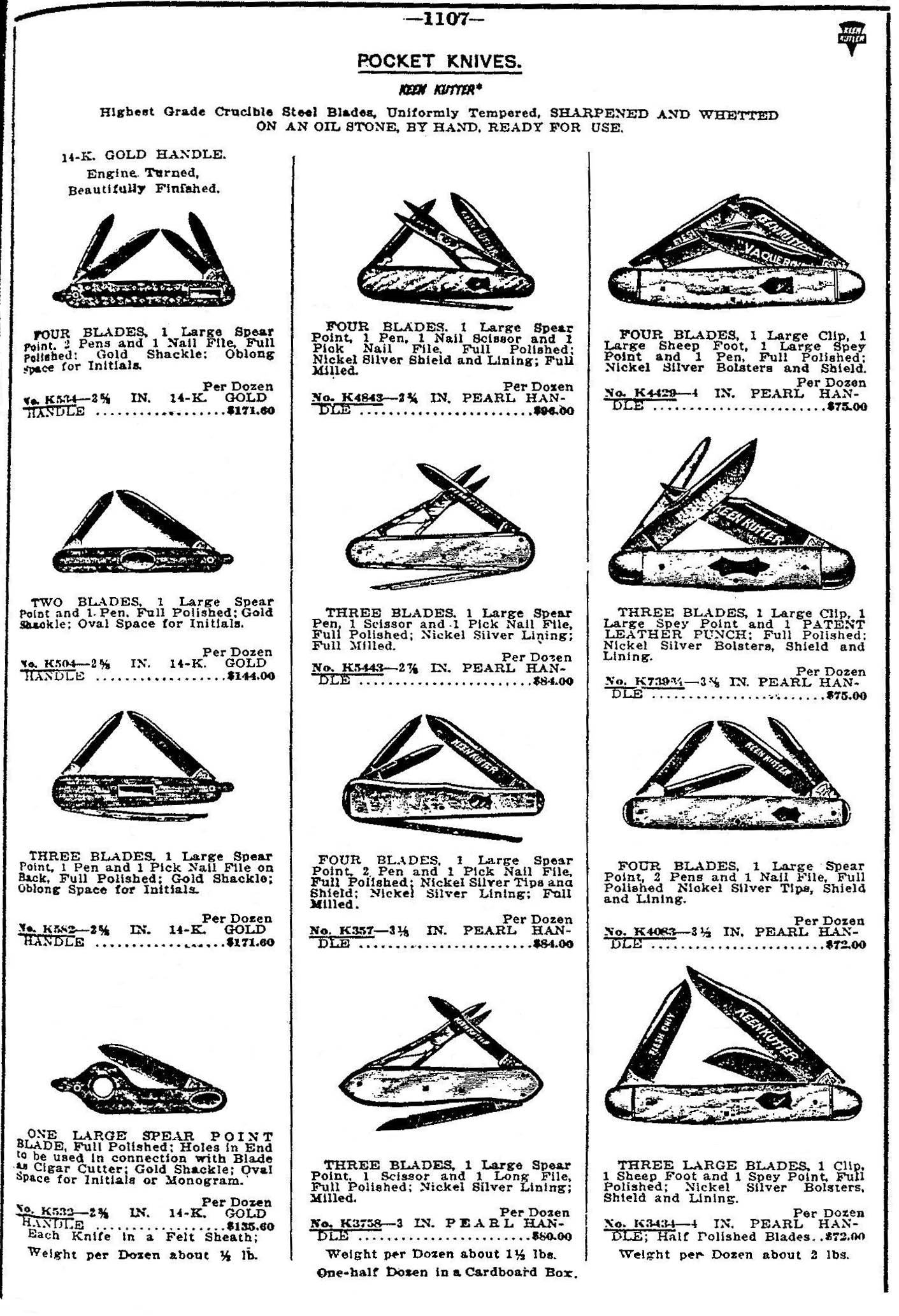 This is the first page of knives in the catalog.