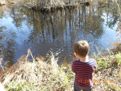 Youngest watching his cork begin to move.