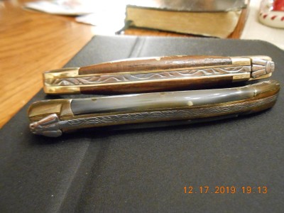 File worked back springs and "Bees" of the new knife and one my daughter gave me many years ago.  They are way too fancy for my pockets but will continue as safe or shelf queens