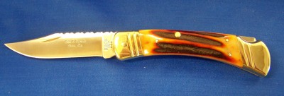 Buck 110 with amber stag