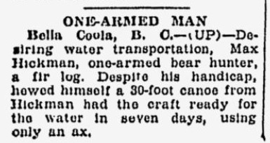 "a fir log." should come after "30-foot canoe from"