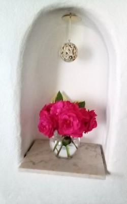 Cubby space in my chimney. Roses from in front of my porch.