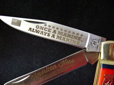 Kissing Crane KC5471 USMC Trapper - Main Blade Etch.JPG