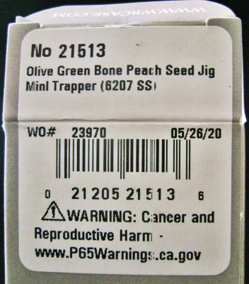 Case 2020 Mini-Trapper 6207 SS Olive Green Jig Bone - 1970 Era - Box Label.JPG