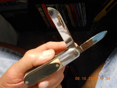 Light weight sheep foot/pen, has the patent number in place of the tang stamp.