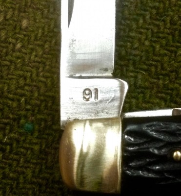 This tang stamp is on both main blades. The secondary blades are unmarked.