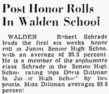 Robert Schrade - School Honor Roll.