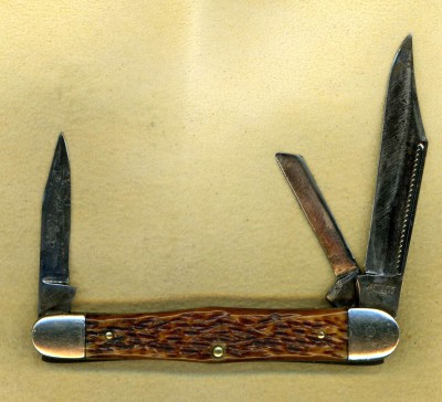 This knife does not bear the WWII era tang stamp, but had nice bone handles on it. I believe this to be post-war, probably from the late 1940s or 1950s.