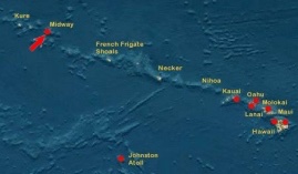 Midway north of Hawaii