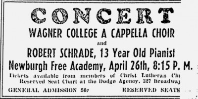 Robert Schrade Concert Announcement.