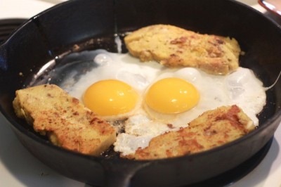 Fried eggs and scrapple