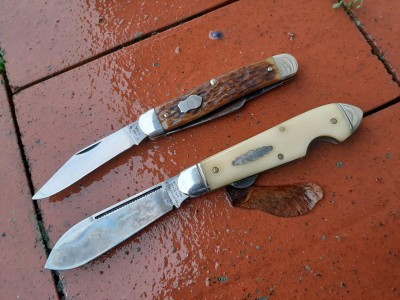 Pal Cut Co Stockman rogers bone - GEC Northfield EZO Bullet end LL smooth ivory bone