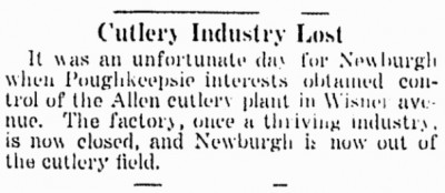 ALLEN CUTLERY COMPANY - NEWBURGH N.Y. (1917-1925)