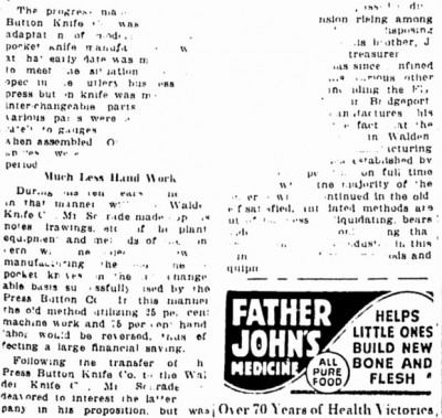 George Schrade, the Press Button Knife Company &amp; the Walden Knife Company mentioned.