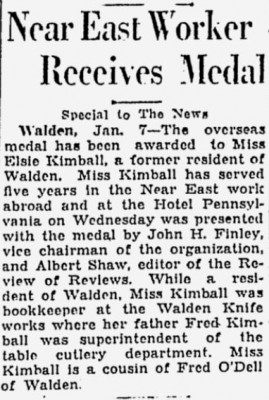 Elsie Kimball, Fred Kimball - Walden Knife Works mentioned