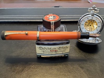 This Parker Duofold Jr. is my oldest, around 100, give or take.  Still writes!