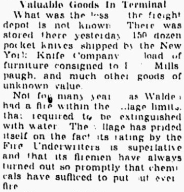 The Wooster building fire, New York Knife Company mentioned.