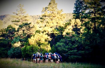 Early morning prayer, before hitting the trail
