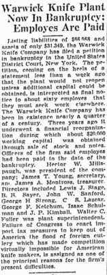 Warwick Knife Company mentioned.<br />See pictures #8, #9 &amp; #10-January 22, 1929-Page 34.<br />One Article Regarding The Pocket Knife Tariff.