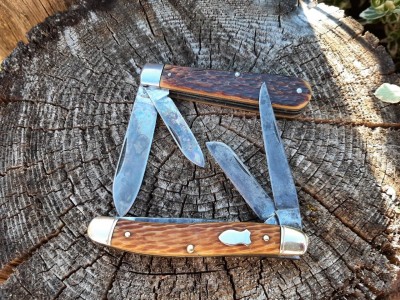 Schrade Walden 895 Stockman peach seed jigged - Voos jack/boys knife rogers