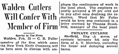 New York Knife Company &amp; C. B. Fuller mentioned.<br />See picture #3<br />February 13, 1929-this post.