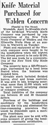 Warwick Knife Company<br />New York Knife Company mentioned.<br />See picture #6<br />March 27, 1929-previous post.