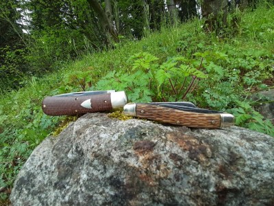 2020 Tidioute #74 Mustang burlap - 1946-73 Schrade Walden 895 Stockman peach seed bone
