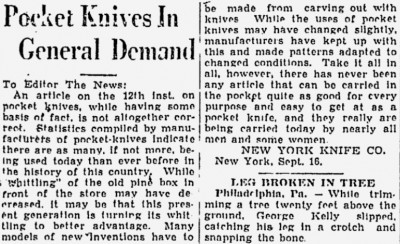 Letter To The Editor From The New York Knife Company.