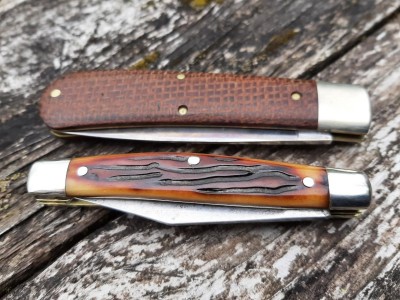 GEC 74 Mustang burlap - Schrade USA 33OT Jeffin wormgroove